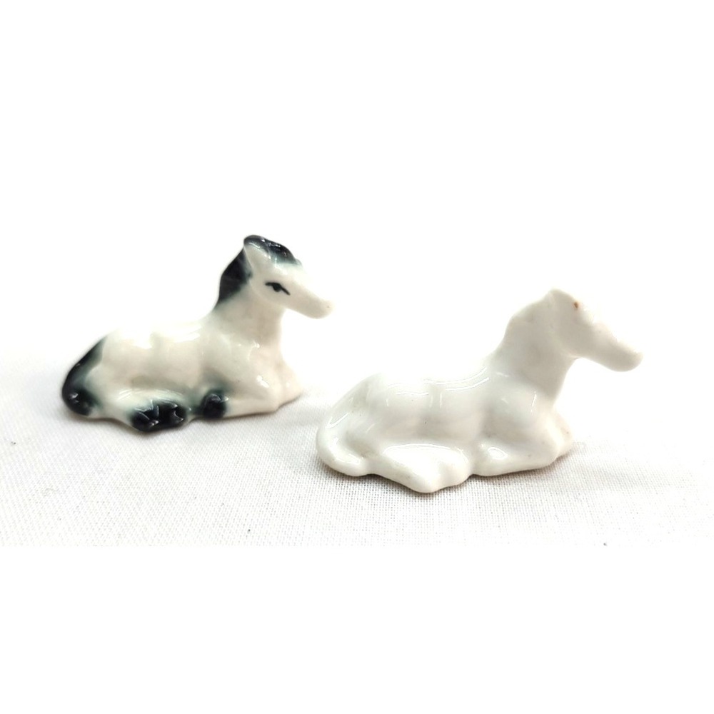 Vintage Miniature Porcelain Horses Made in Japan 1⅝" Long 2 pcs